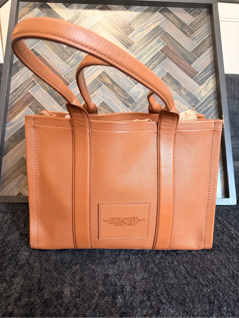 Marc Jacobs Cognac Pebbled Leather Tote